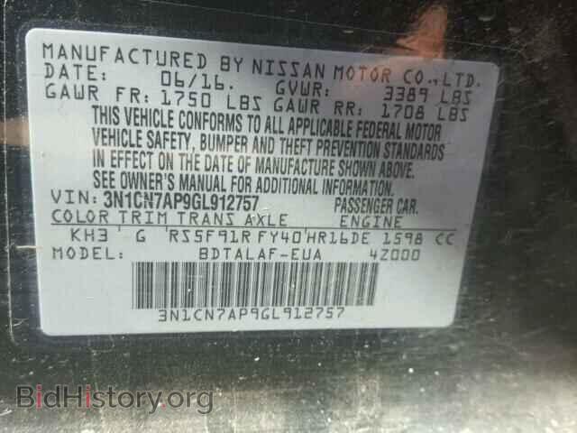 2016 NISSAN VERSA - VIN: 3N1CN7AP9GL912757 - Фото 10
