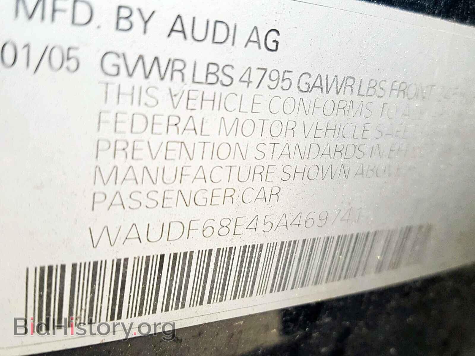 2005 AUDI A4 - VIN: WAUDF68E45A469741 - Photo 10