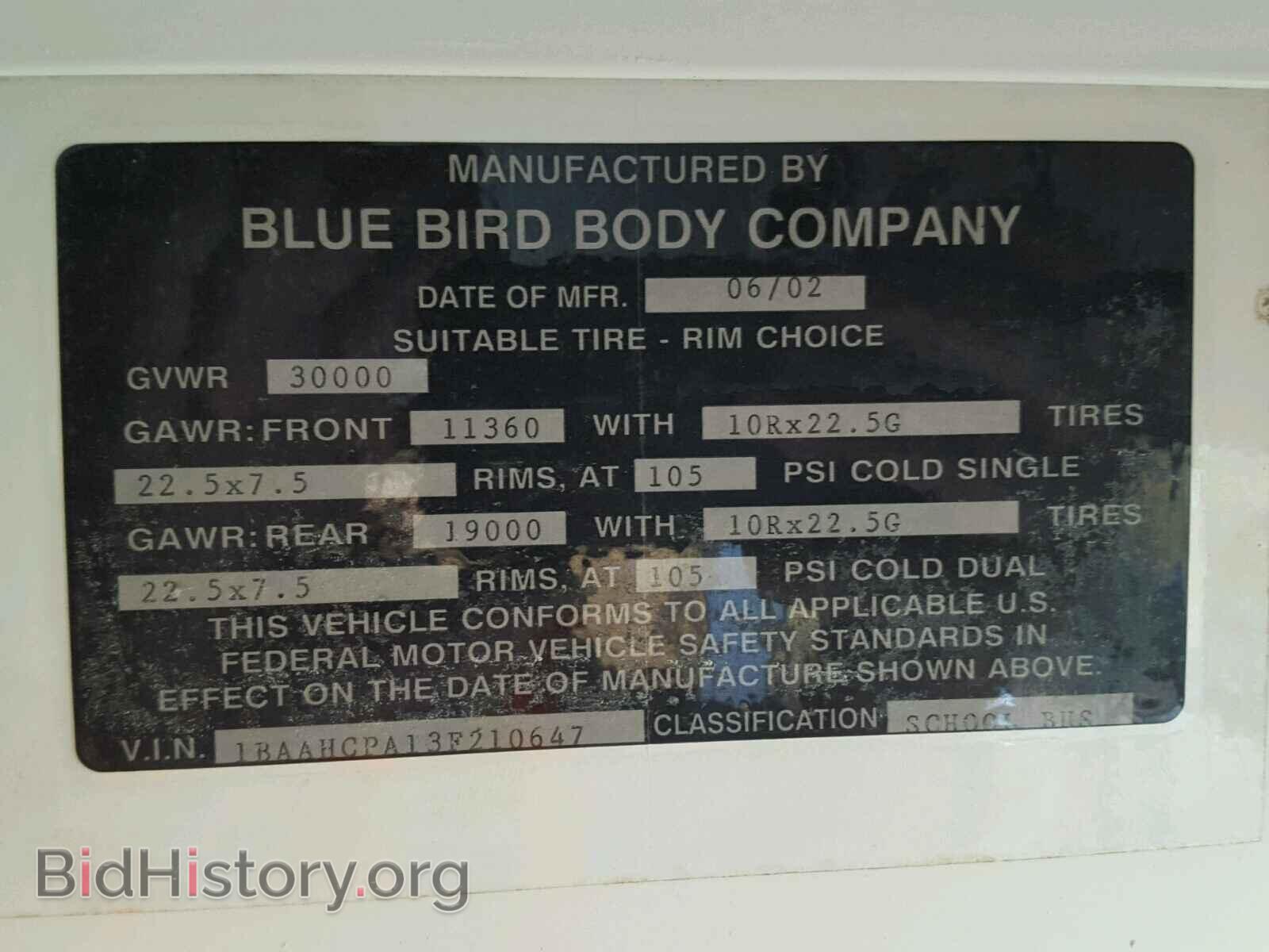 2003 BLUE BIRD ALL MODELS - VIN: 1BAAHCPA63F210126 - Фото 10