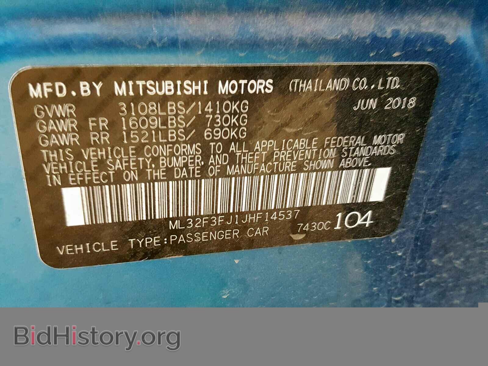 2018 MITSUBISHI MIRAGE - VIN: ML32F3FJ1JHF14537 - Фото 10
