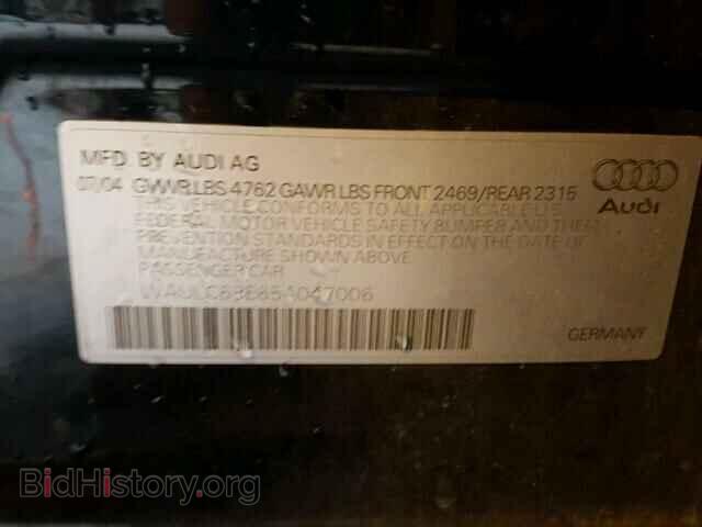 2005 AUDI A4 - VIN: WAULC68E65A047006 - Фото 10