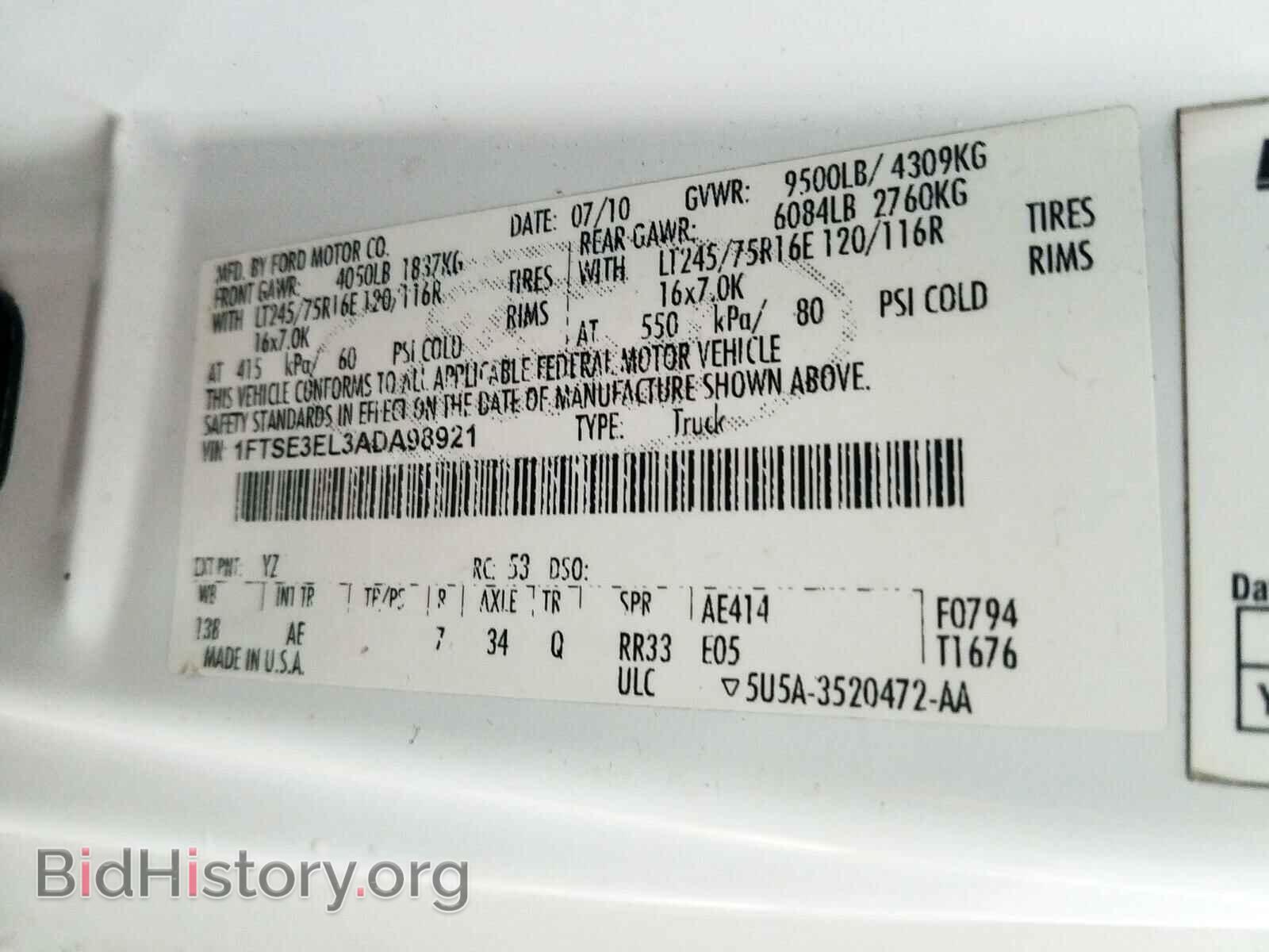 2010 FORD ECONOLINE - VIN: 1FTSE3EL3ADA98921 - Photo 10