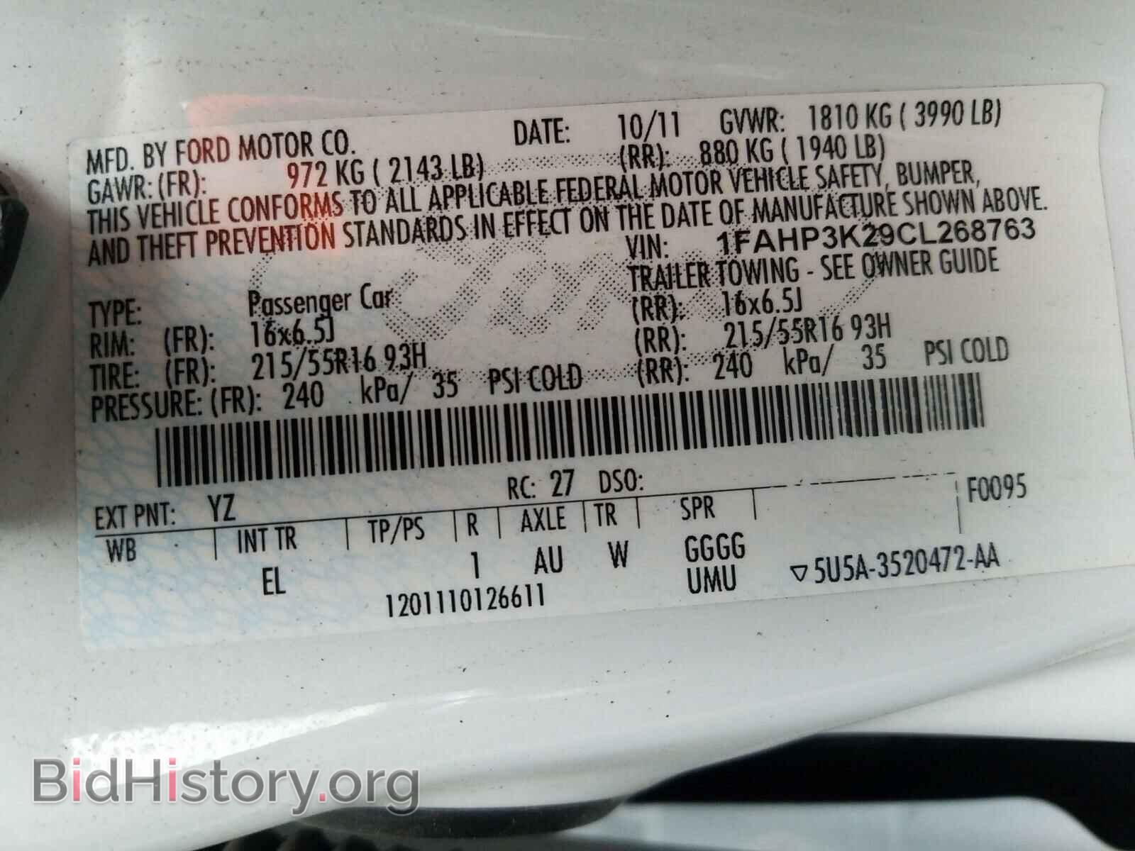 2012 FORD FOCUS - VIN: 1FAHP3K29CL268763 - Photo 10