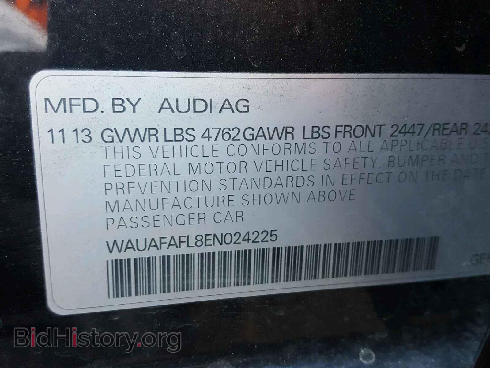 2014 AUDI A4 - VIN: WAUAFAFL8EN024225 - Фото 10
