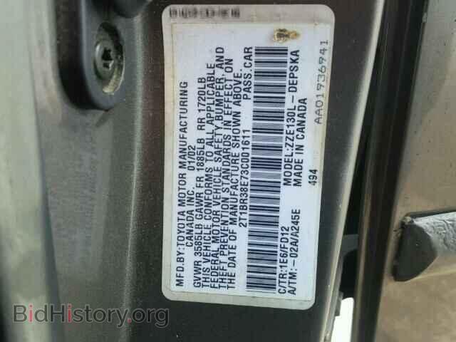 2003 TOYOTA COROLLA - VIN: 2T1BR38E73C001611 - Photo 10