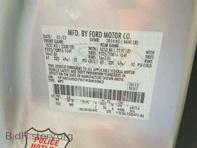 2012 FORD ESCAPE - VIN: 1FMCU0D76CKB83563 - Фото 10