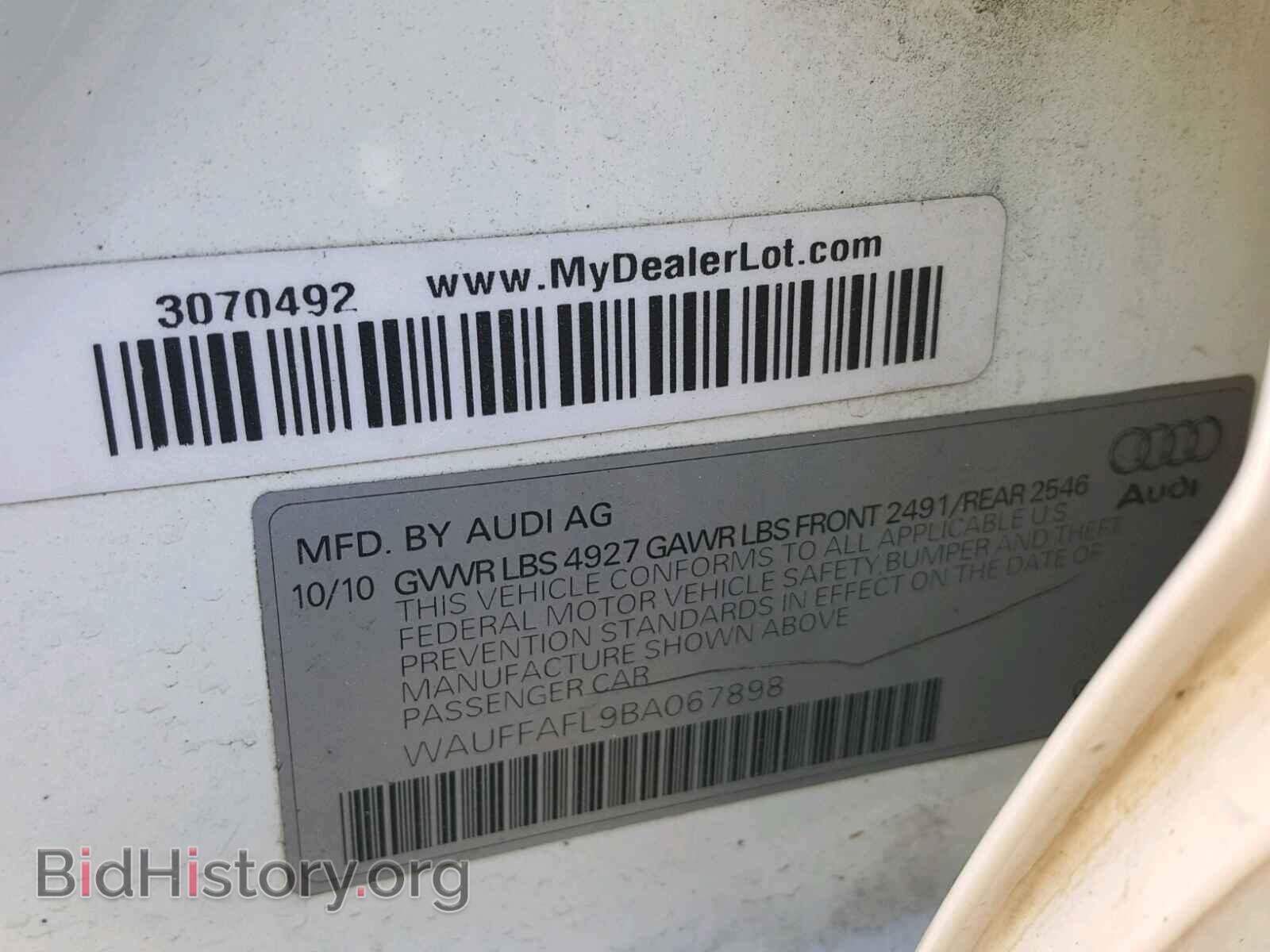2011 AUDI A4 - VIN: WAUFFAFL9BA067898 - Photo 10