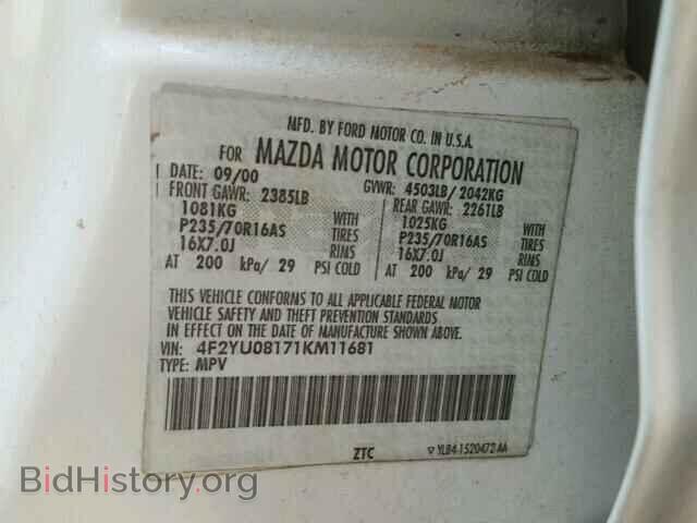 2001 MAZDA TRIBUTE - VIN: 4F2YU08171KM11681 - Фото 10