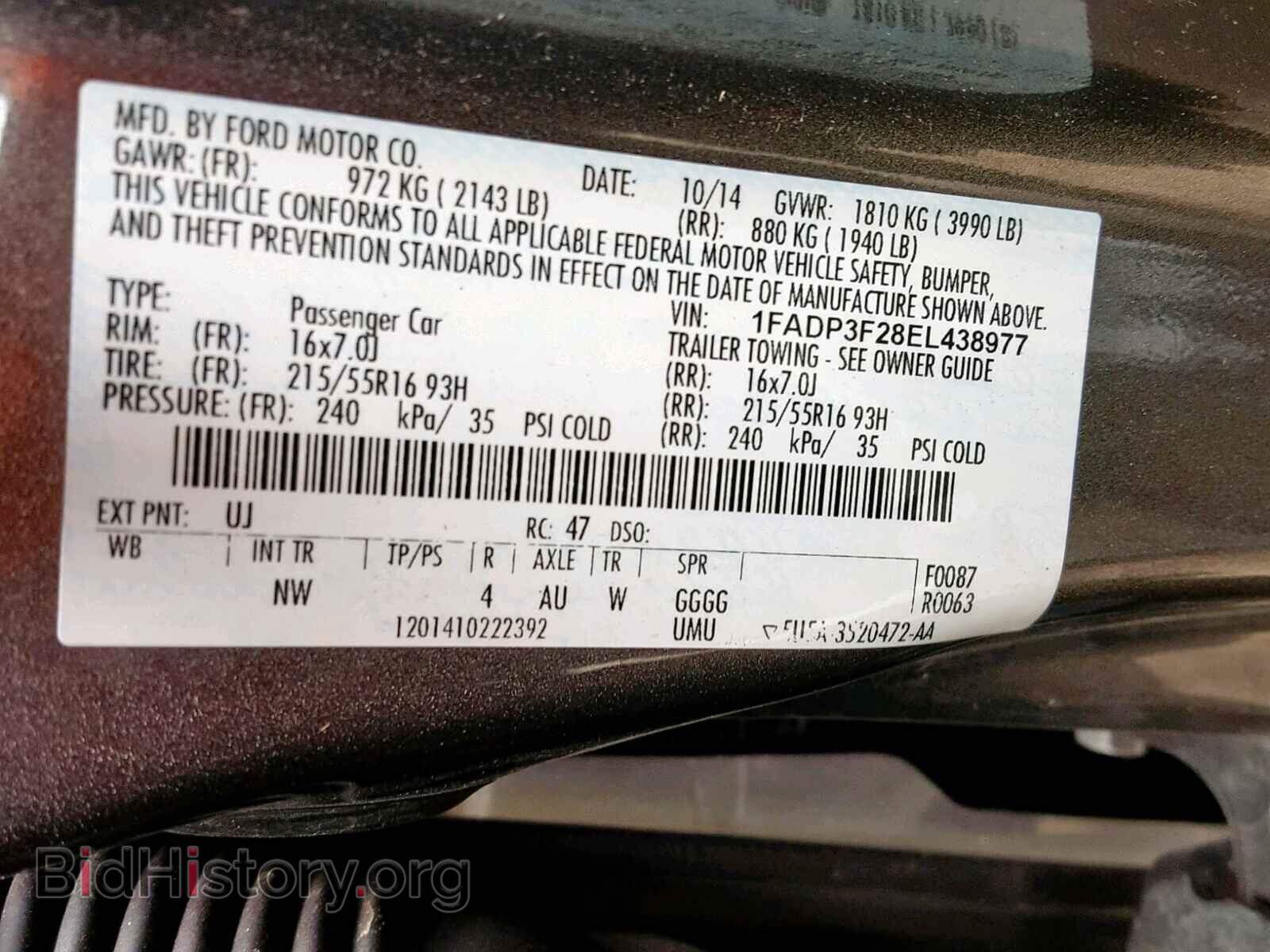 2014 FORD FOCUS SE - VIN: 1FADP3F28EL438977 - Фото 10