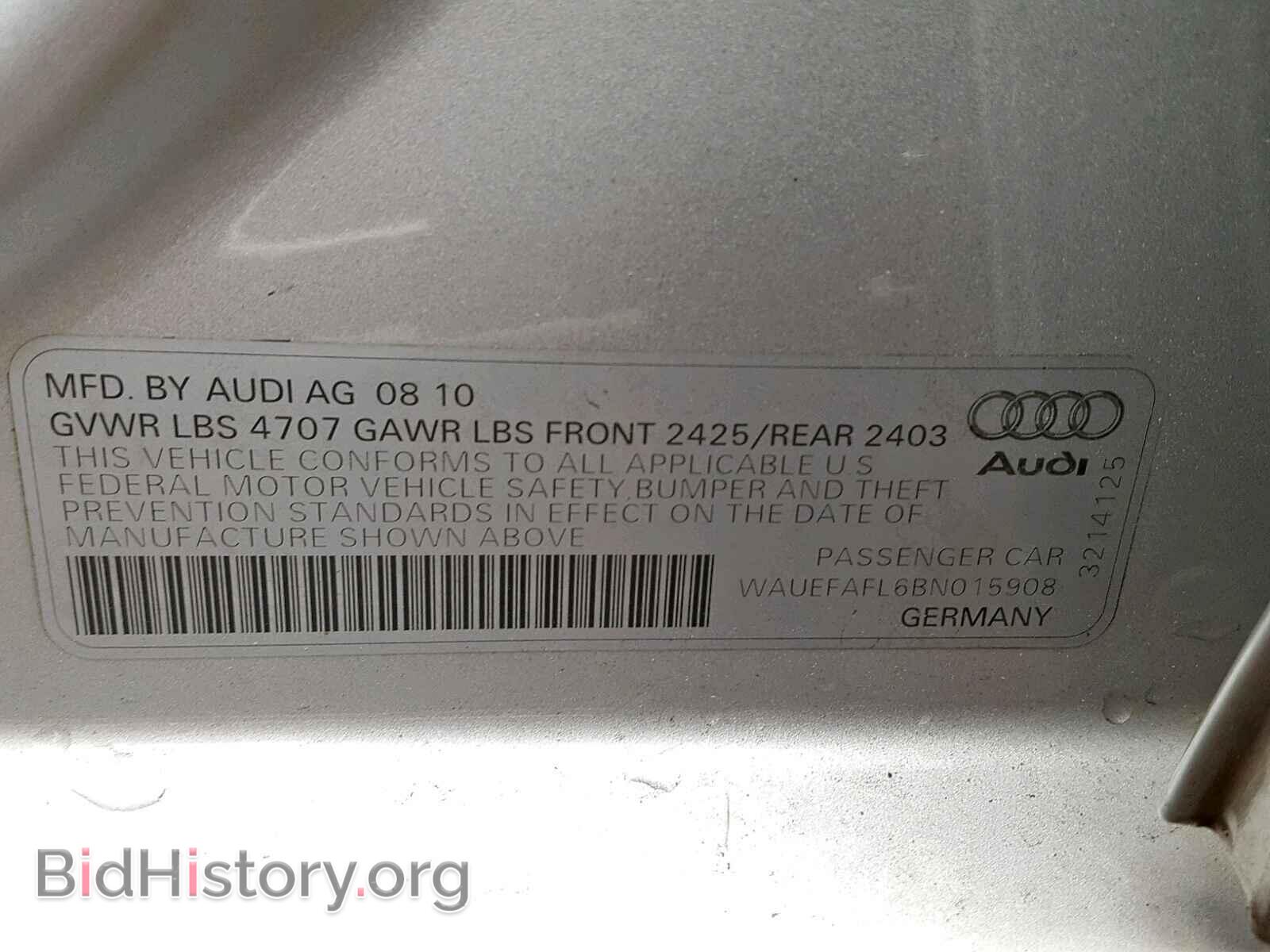 2011 AUDI A4 - VIN: WAUEFAFL6BN015908 - Photo 10