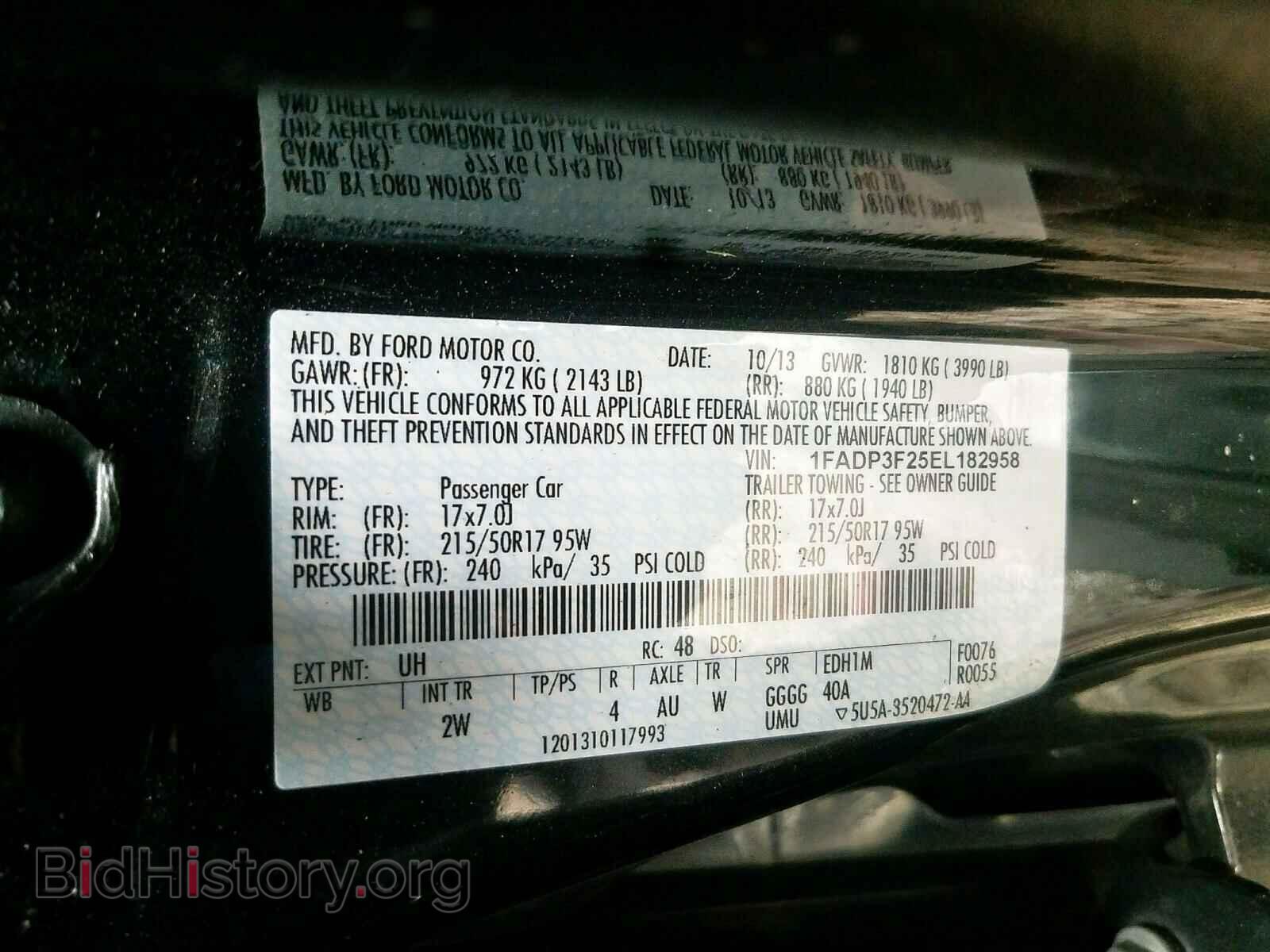 2014 FORD FOCUS - VIN: 1FADP3F25EL182958 - Фото 10