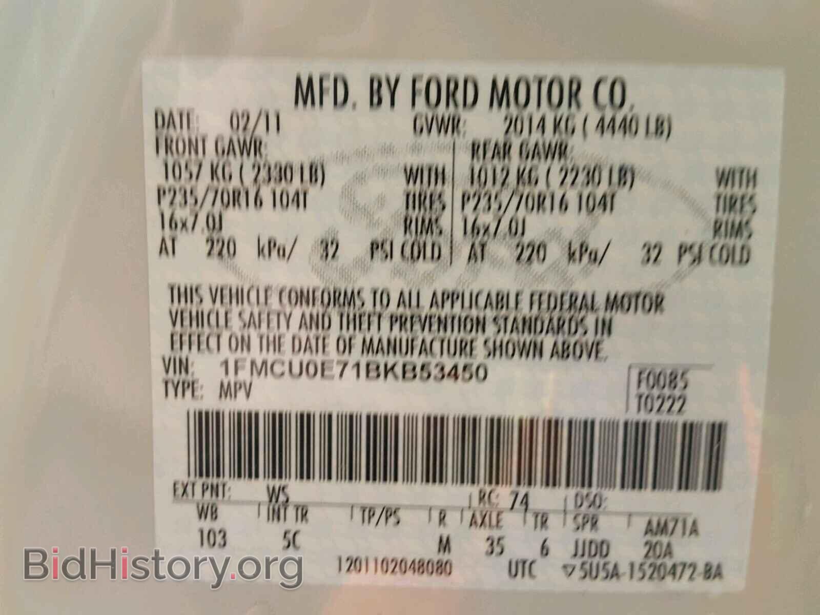 2011 FORD ESCAPE - VIN: 1FMCU0E71BKB53450 - Photo 10