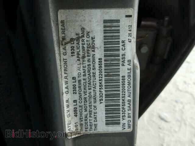 2002 SAAB 9 3 - VIN: YS3DF55K522009588 - Фото 10