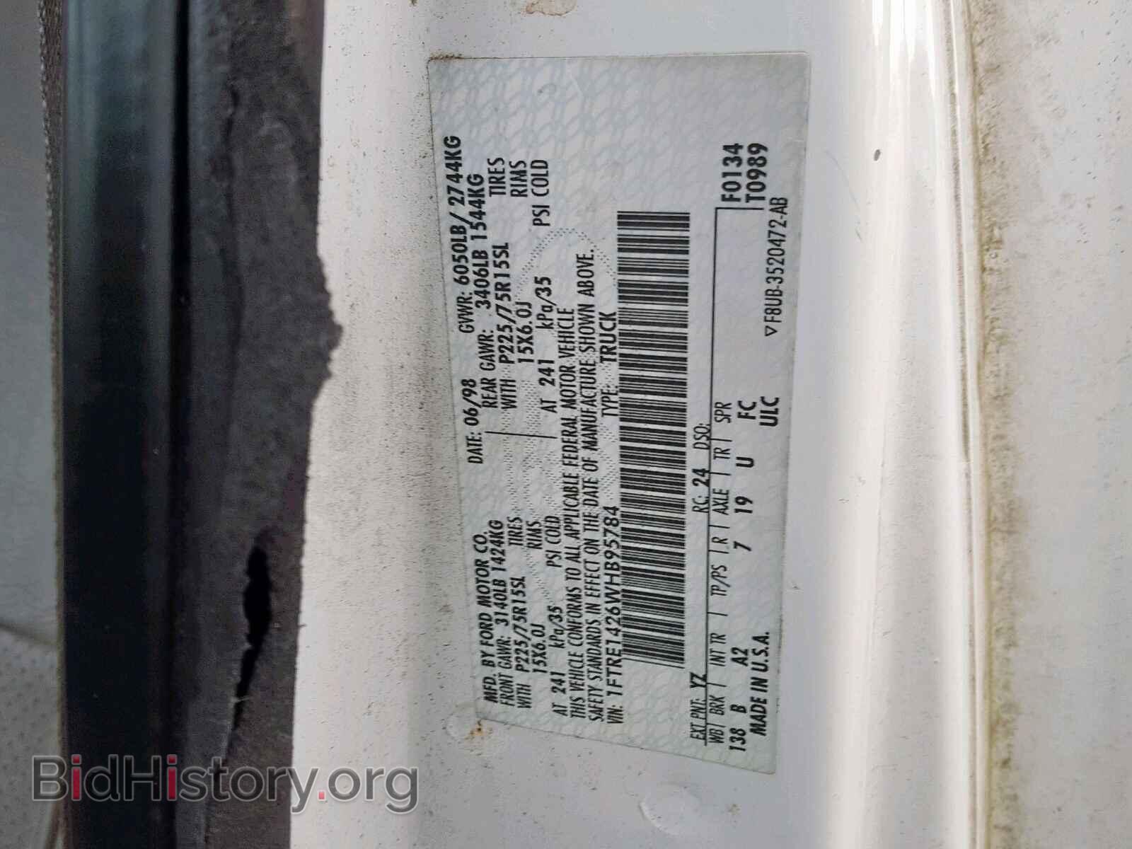 1998 FORD ECONOLINE - VIN: 1FTRE1426WHB95784 - Фото 10