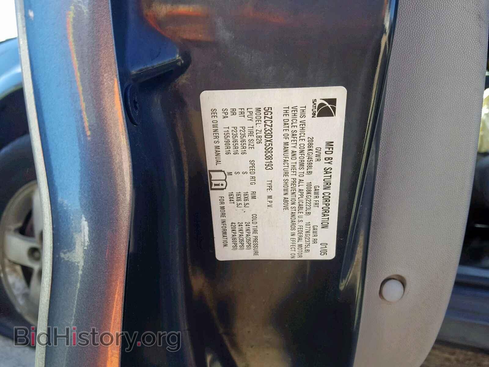 2005 SATURN VUE - VIN: 5GZCZ33DX5S838193 - Фото 10