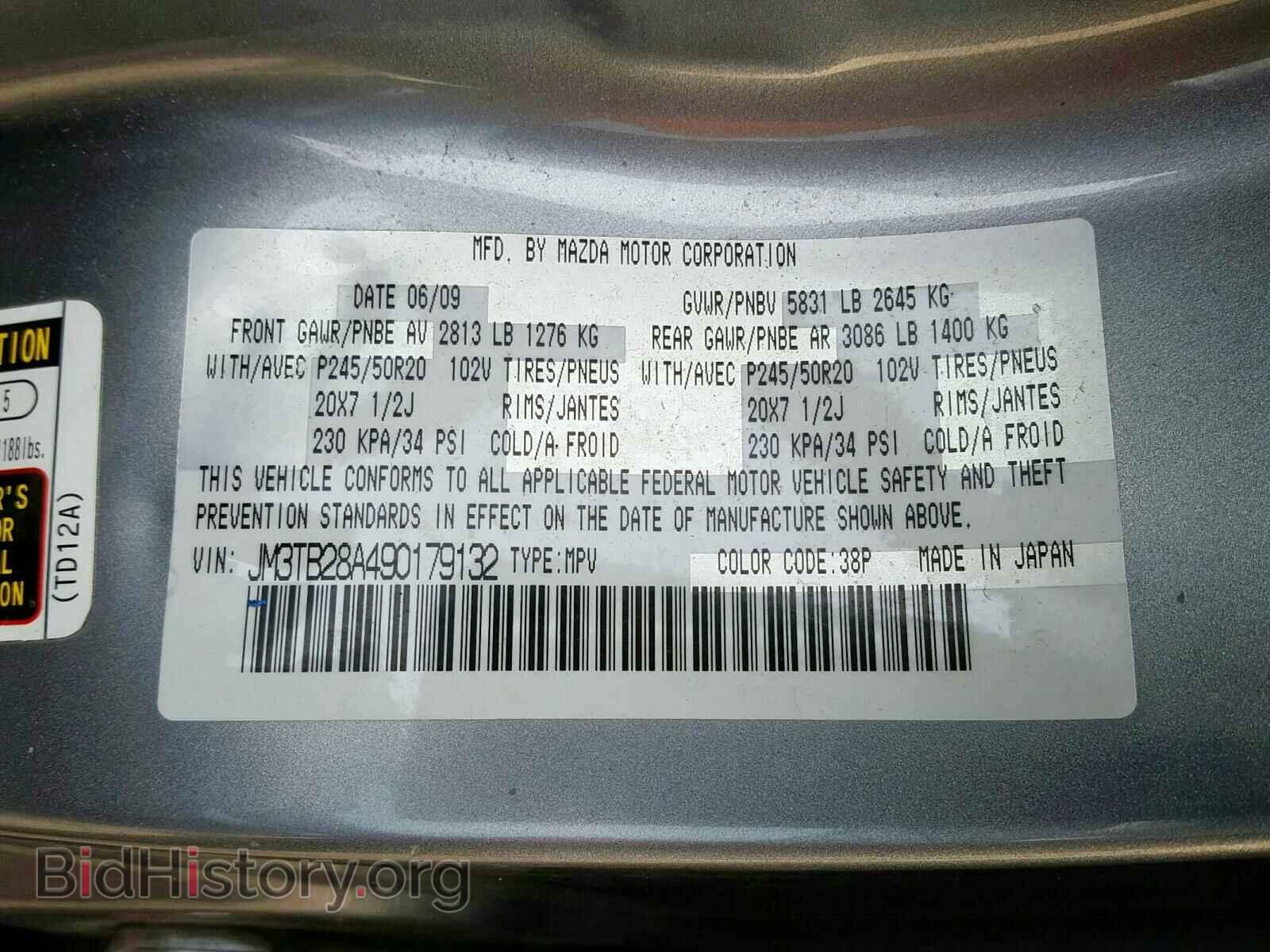 2009 MAZDA CX-9 - VIN: JM3TB28A490179132 - Фото 10