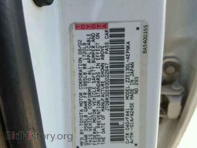 2003 TOYOTA COROLLA - VIN: JTDBR32E830022647 - Photo 10