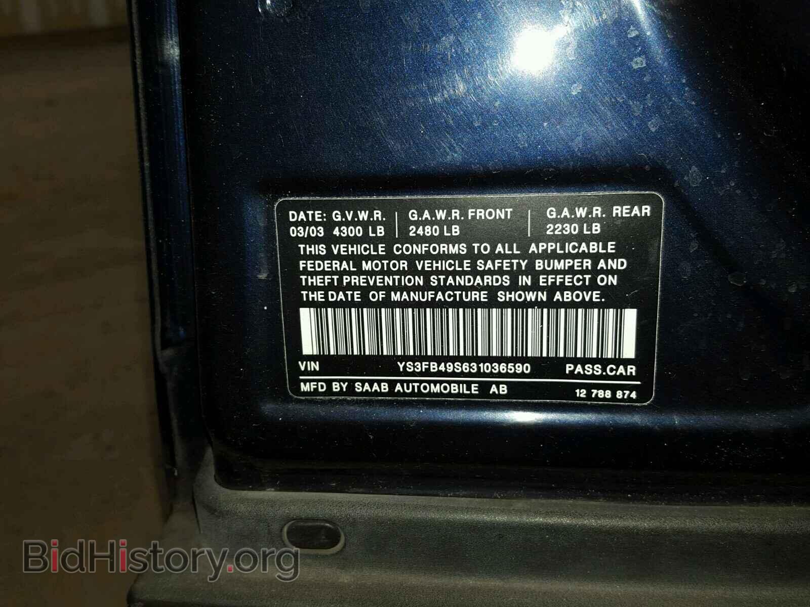 2003 SAAB 9 3 - VIN: YS3FB49S631036590 - Photo 10