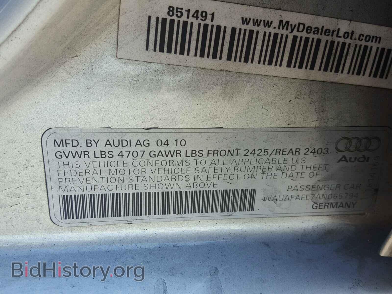 2010 AUDI A4 - VIN: WAUAFAFL7AN065794 - Photo 10