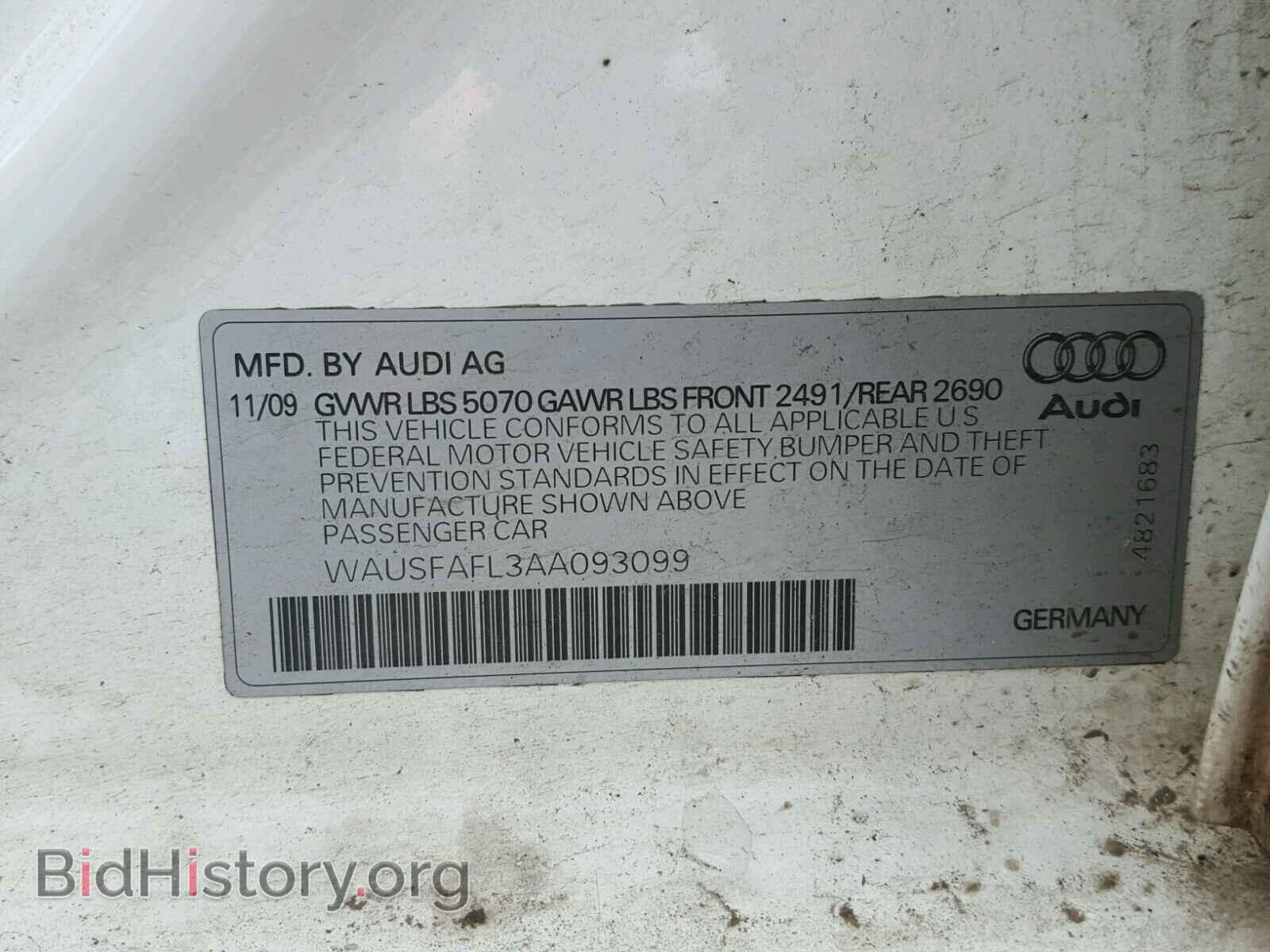 2010 AUDI A4 - VIN: WAUSFAFL3AA093099 - Фото 10