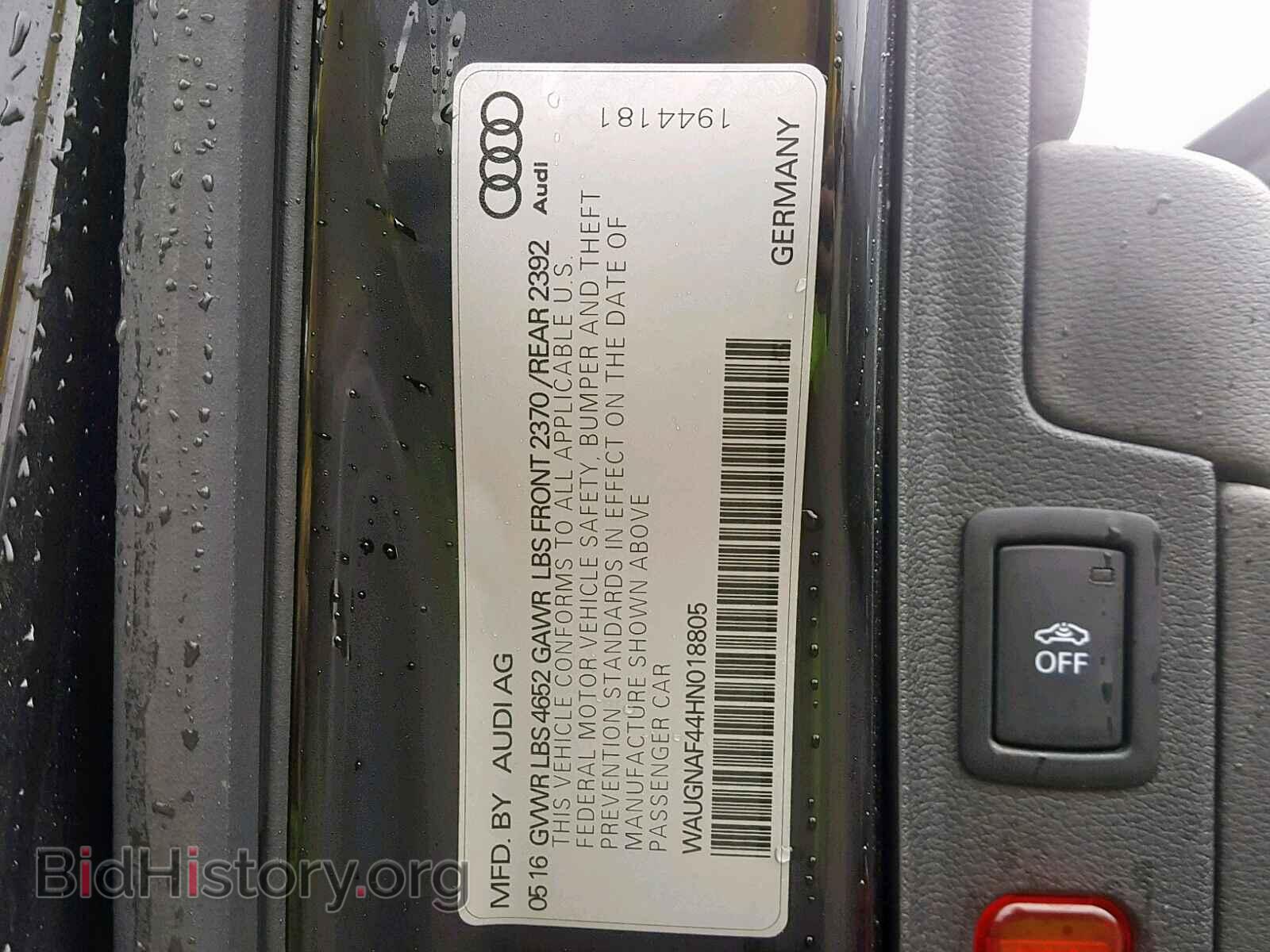 2017 AUDI A4 - VIN: WAUGNAF44HN018805 - Фото 10