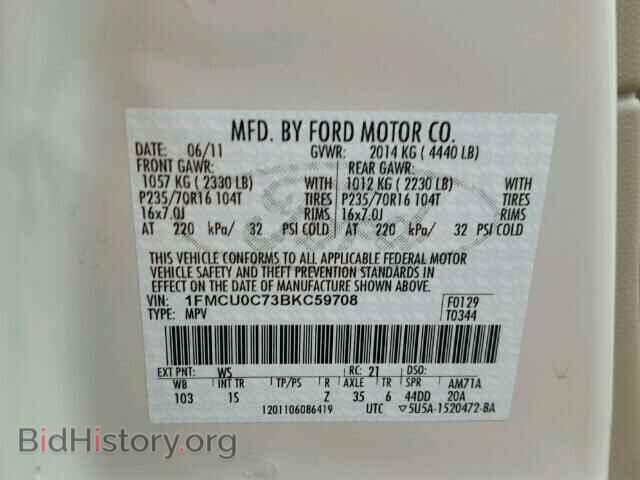 2011 FORD ESCAPE - VIN: 1FMCU0C73BKC59708 - Photo 10