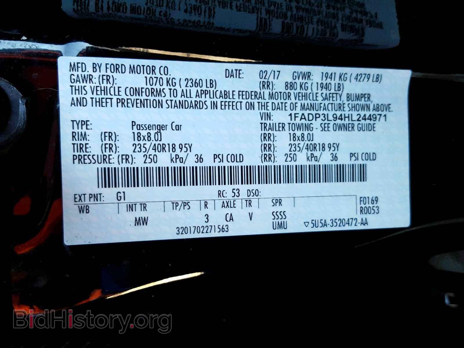 2017 FORD FOCUS - VIN: 1FADP3L94HL244971 - Фото 10