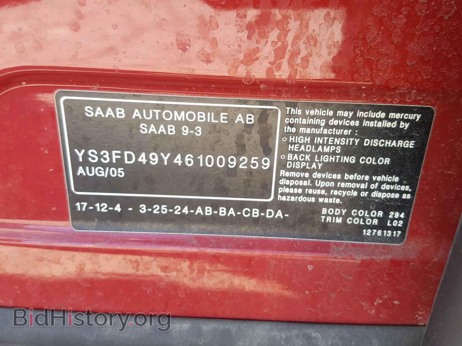2006 SAAB 9-3 BASE - VIN: YS3FD49Y461009259 - Фото 10