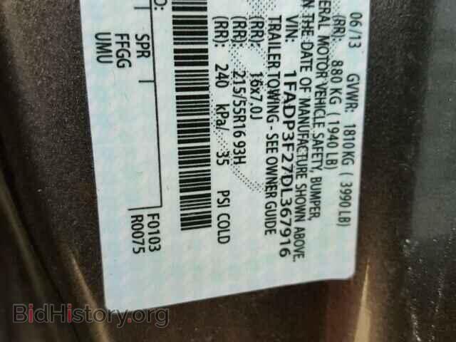 2013 FORD FOCUS - VIN: 1FADP3F27DL367916 - Фото 10