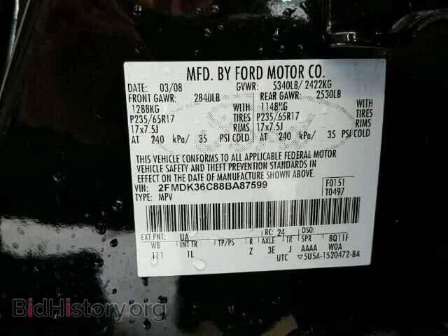 2008 FORD EDGE - VIN: 2FMDK36C88BA87599 - Фото 10