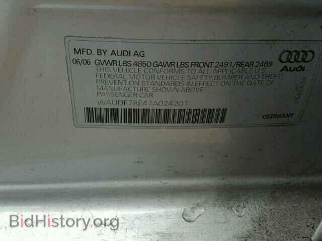 2007 AUDI A4 - VIN: WAUDF78E47A024201 - Фото 10