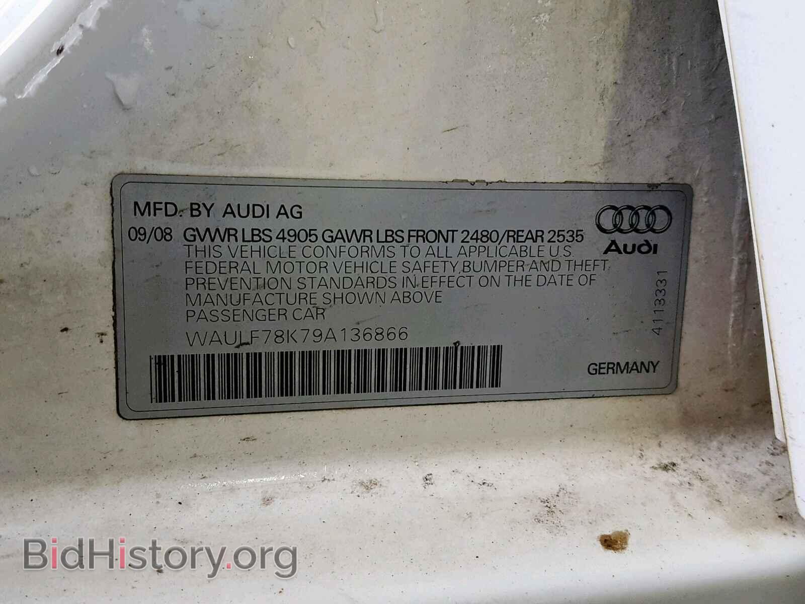 2009 AUDI A4 - VIN: WAULF78K79A136866 - Фото 10