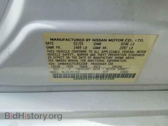 2005 NISSAN MAXIMA - VIN: 1N4BA41E75C852168 - Фото 10