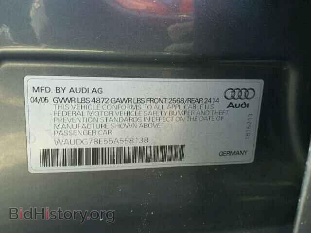 2005 AUDI A4 - VIN: WAUDG78E55A558138 - Фото 10