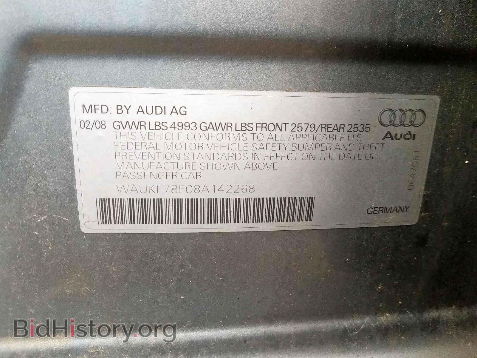 2008 AUDI A4 - VIN: WAUKF78E08A142268 - Фото 10