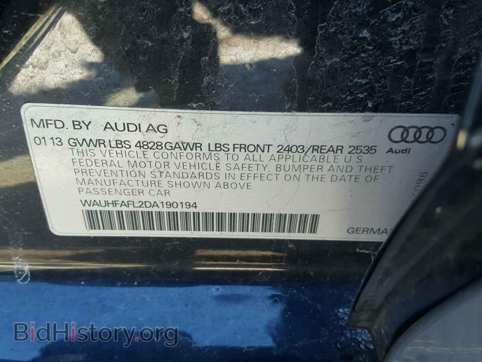 2013 AUDI A4 - VIN: WAUHFAFL2DA190194 - Фото 10
