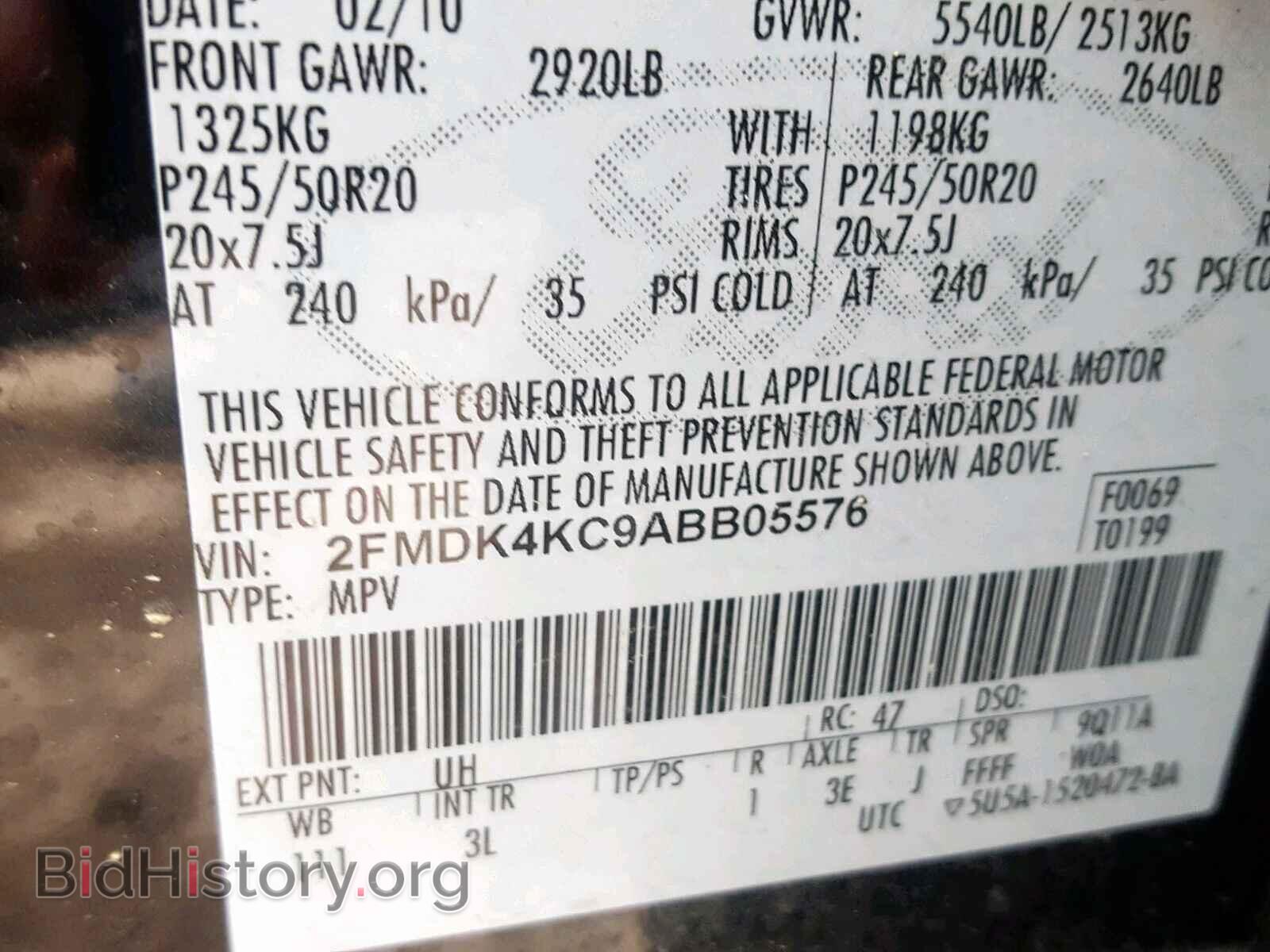 2010 FORD EDGE - VIN: 2FMDK4KC9ABB05576 - Фото 10