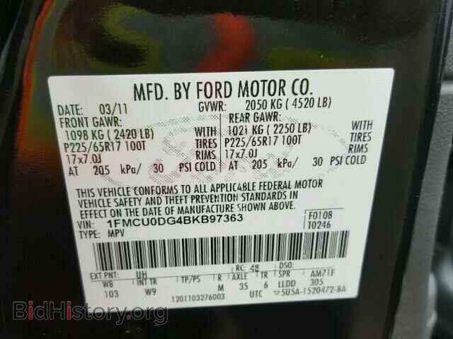 2011 FORD ESCAPE - VIN: 1FMCU0DG4BKB97363 - Photo 10