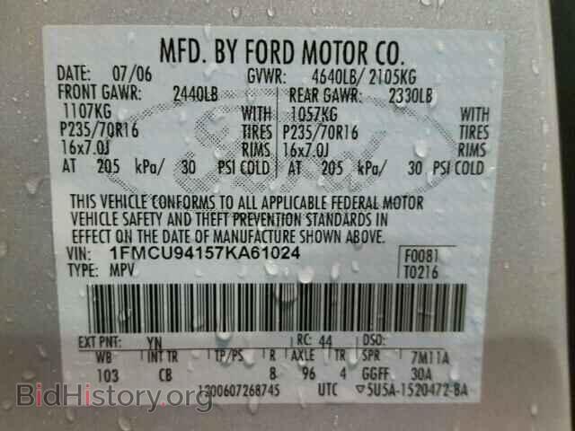 2007 FORD ESCAPE - VIN: 1FMCU94157KA61024 - Фото 10