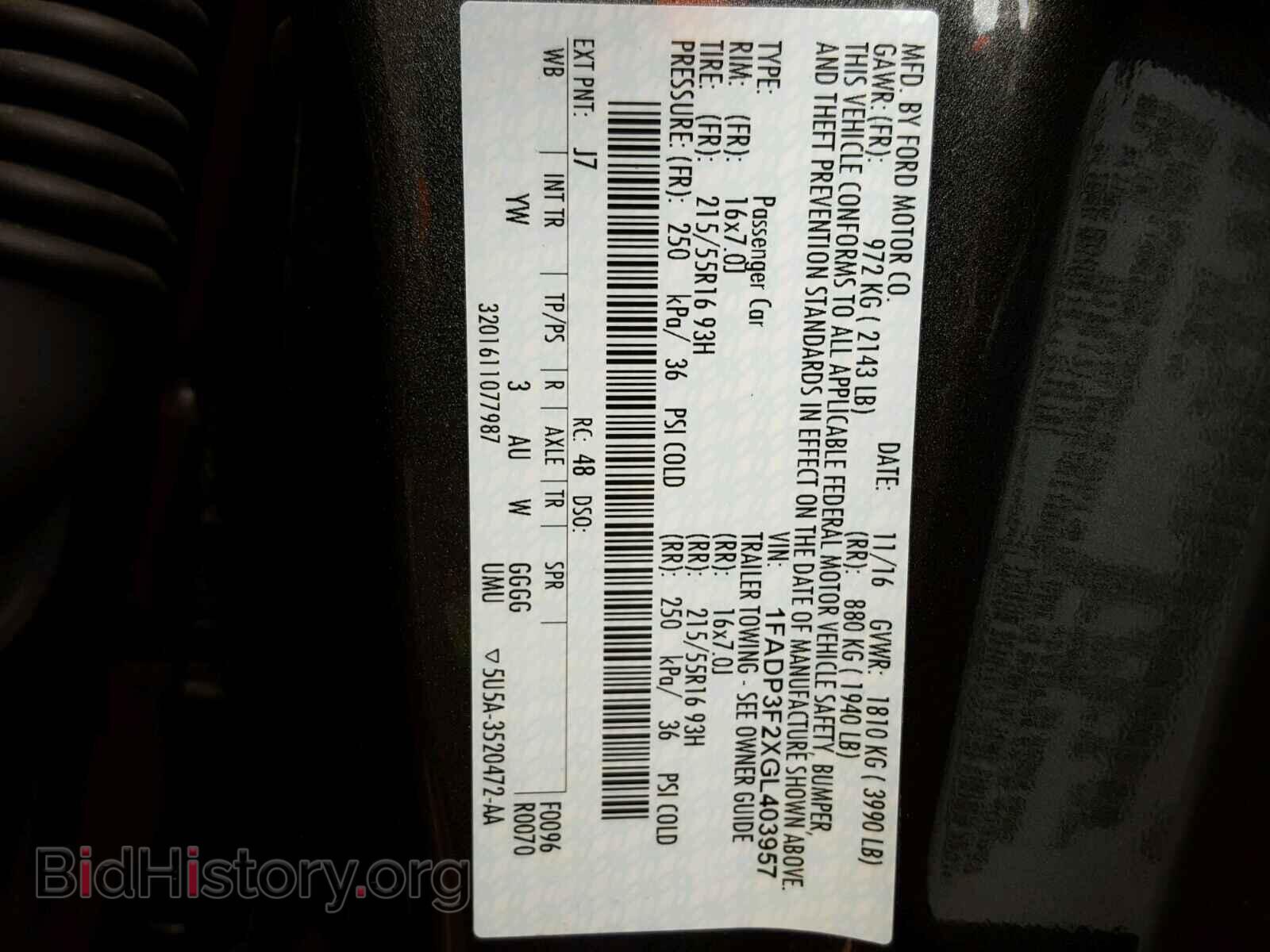 2016 FORD FOCUS - VIN: 1FADP3F2XGL403957 - Фото 10