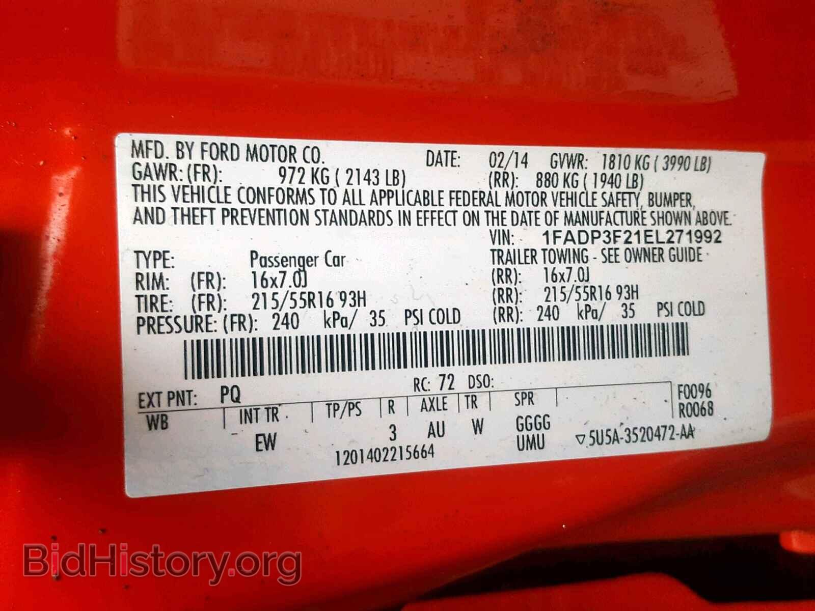2014 FORD FOCUS SE - VIN: 1FADP3F21EL271992 - Фото 10