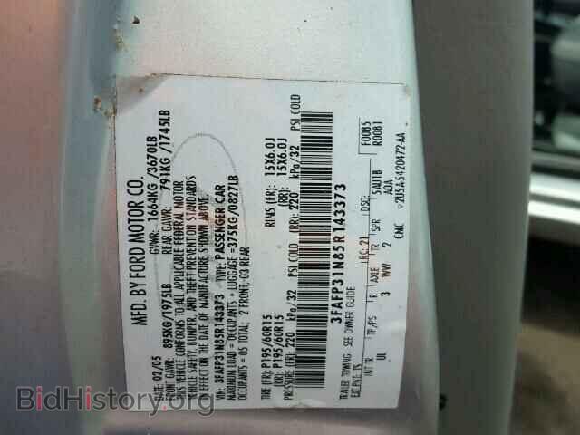 2005 FORD FOCUS - VIN: 3FAFP31N85R143373 - Фото 10
