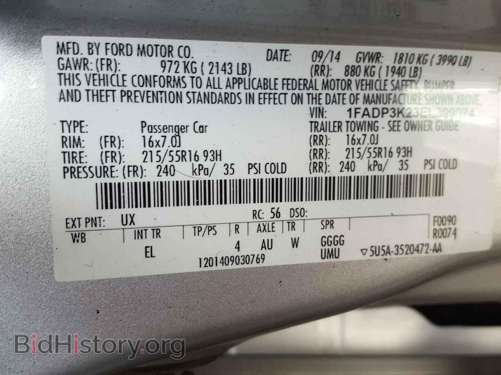 2014 FORD FOCUS SE - VIN: 1FADP3K23EL399074 - Фото 10