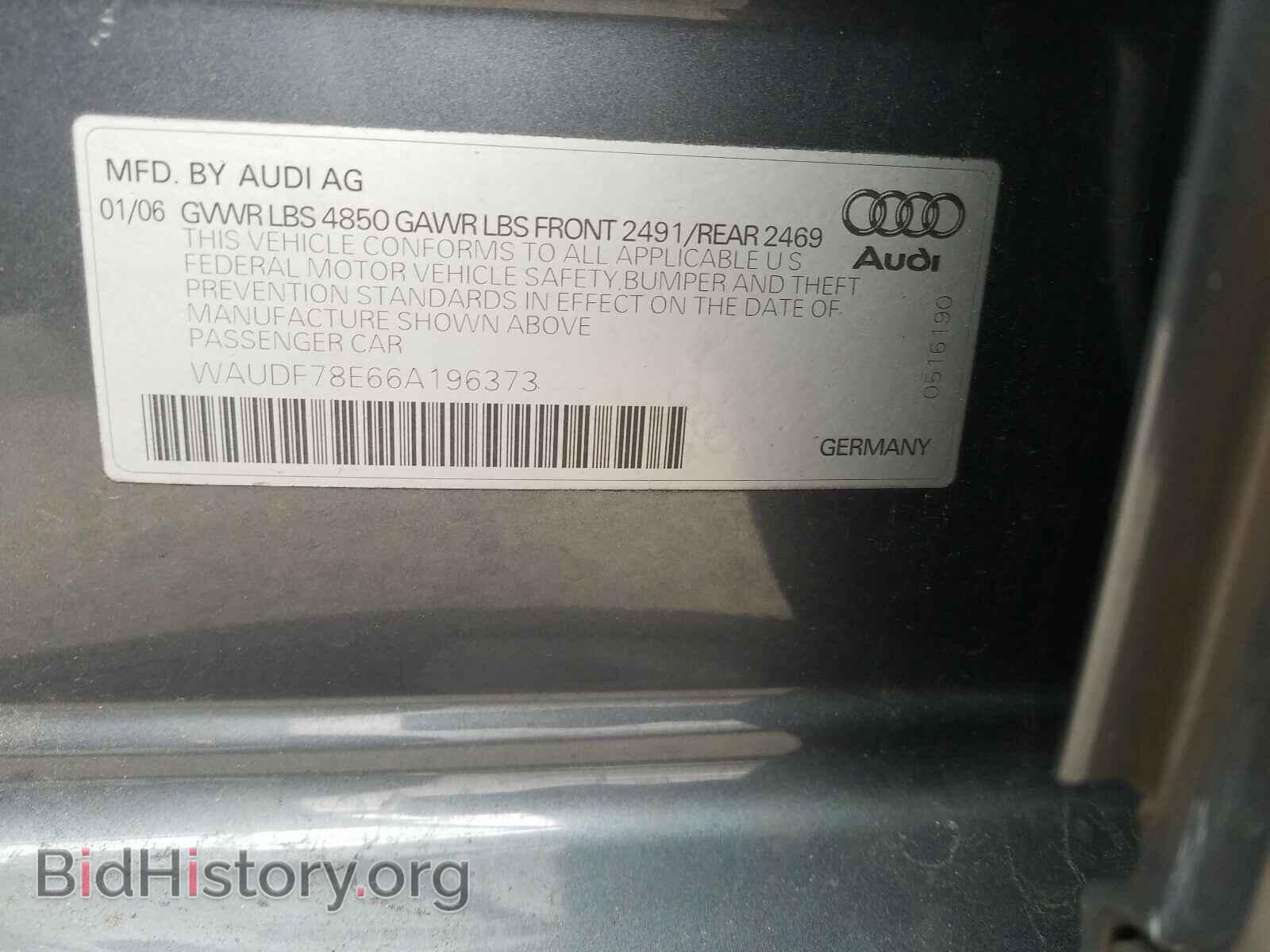 2006 AUDI A4 - VIN: WAUDF78E66A196373 - Фото 10