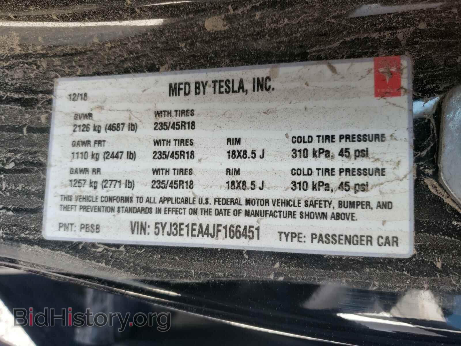 2018 TESLA MODEL 3 - VIN: 5YJ3E1EA4JF166451 - Photo 10