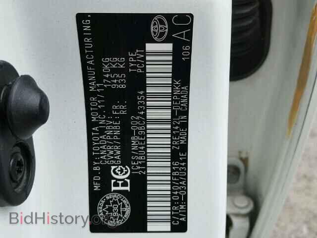 2011 TOYOTA COROLLA - VIN: 2T1BU4EE9BC743354 - Фото 10