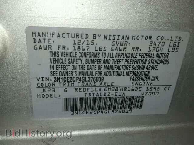 2016 NISSAN VERSA - VIN: 3N1CE2CP4GL376039 - Фото 10