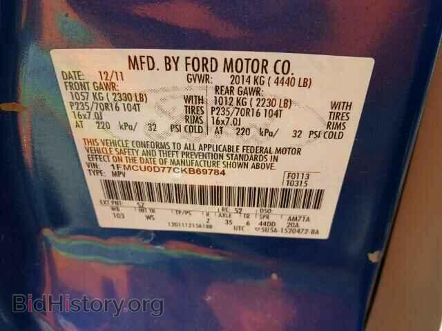 2012 FORD ESCAPE - VIN: 1FMCU0D77CKB69784 - Фото 10