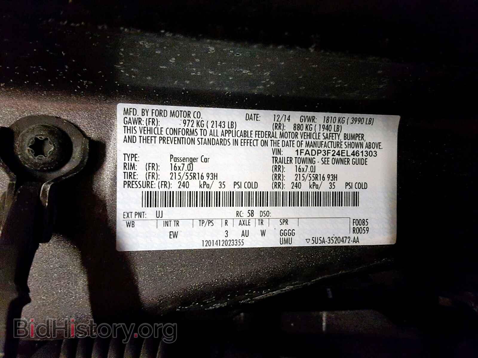 2014 FORD FOCUS SE - VIN: 1FADP3F24EL461303 - Фото 10