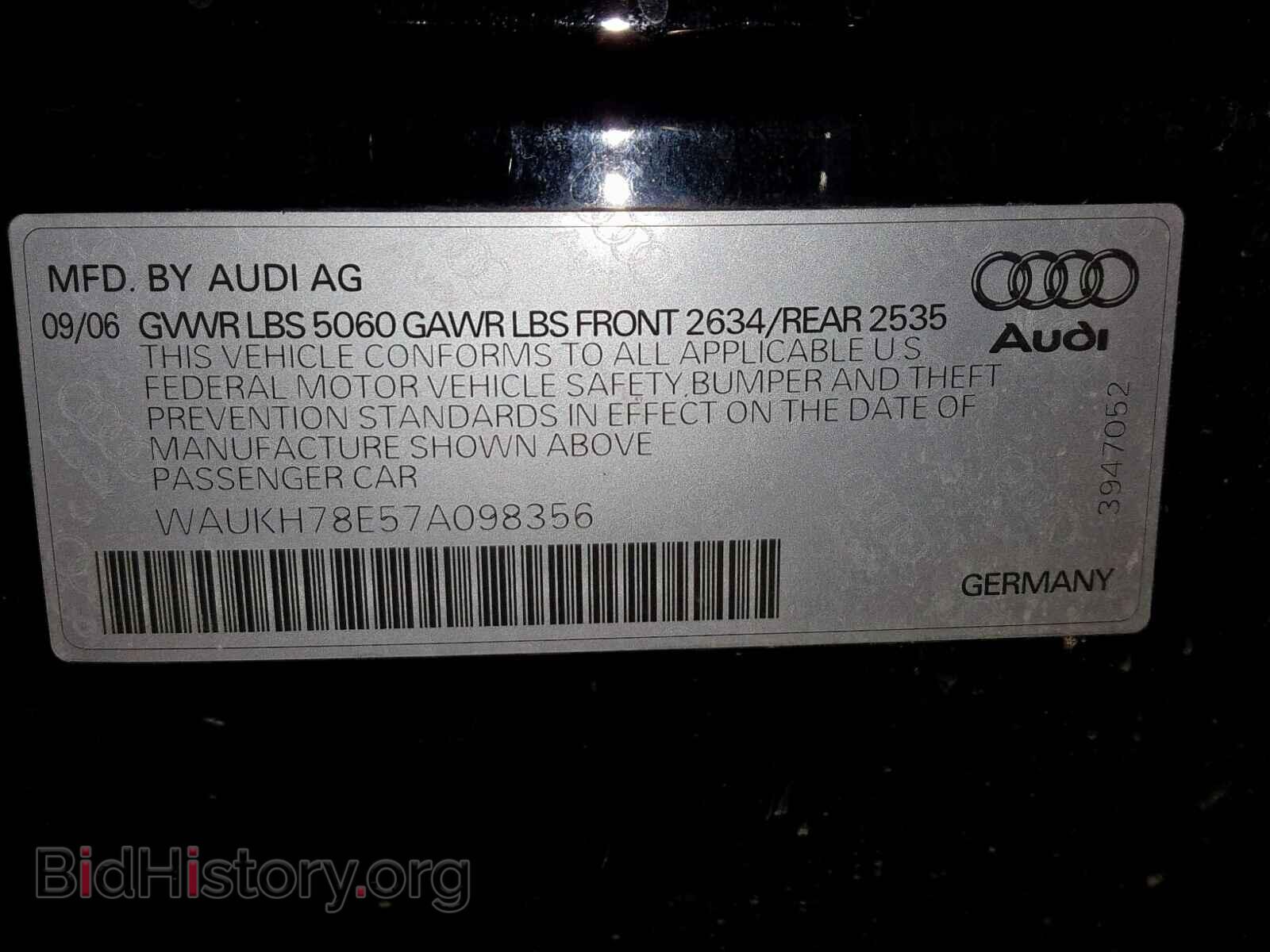 2007 AUDI A4 - VIN: WAUKH78E57A098356 - Фото 10
